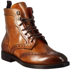 Anfibio Da Donna Con Dettagli Brogue In Pelle Pieno Fiore Colore Marrone Chiaro