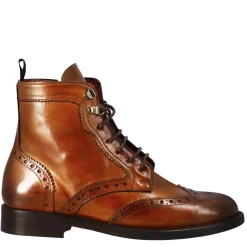 Anfibio Da Donna Con Dettagli Brogue In Pelle Pieno Fiore Colore Marrone Chiaro
