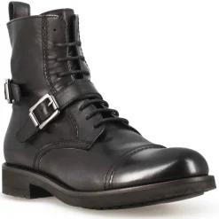 Anfibio Da Uomo In Pelle Colore Nero E Suola In Gomma