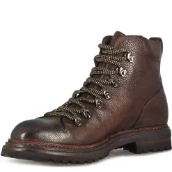 Anfibio In Pelle Colore Marrone Con Allacciatura E Suola In Gomma Vibram