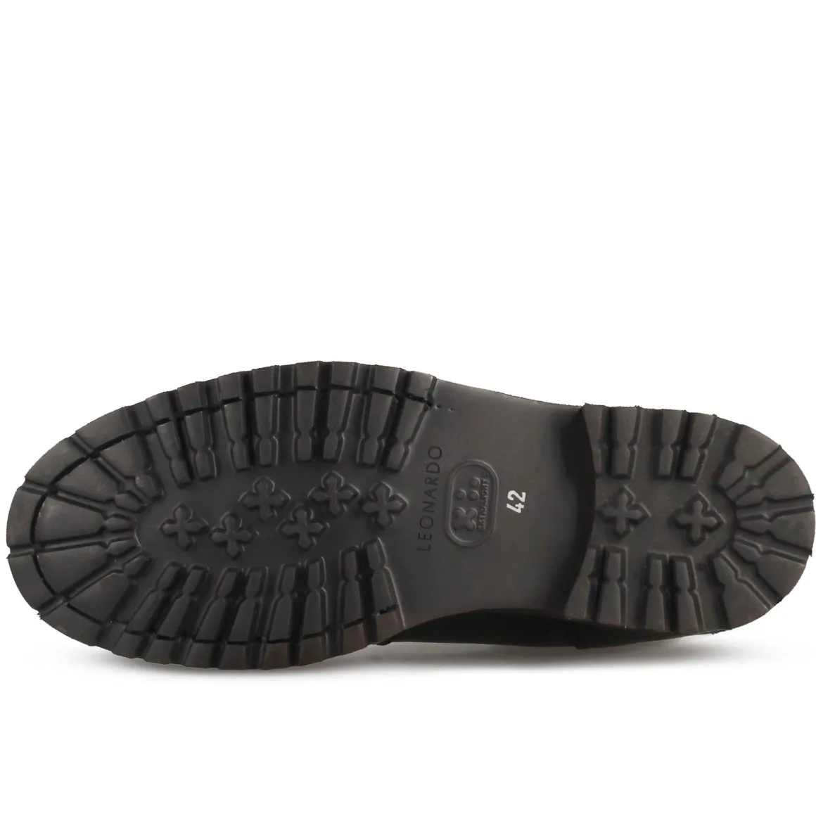 Anfibio In Pelle Colore Marrone Con Allacciatura E Suola In Gomma Vibram