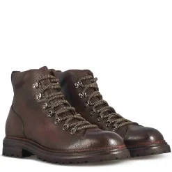 Anfibio In Pelle Colore Marrone Con Allacciatura E Suola In Gomma Vibram