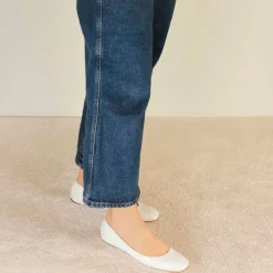 Ballerina Casual Da Donna In Pelle Liscia Colore Bianco Fatta A Mano