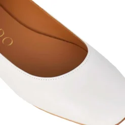 Ballerina Casual Da Donna In Pelle Liscia Colore Bianco Fatta A Mano