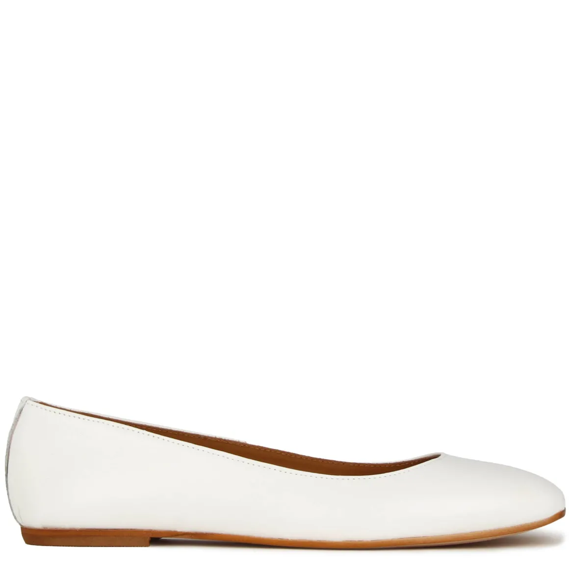 Ballerina Casual Da Donna In Pelle Liscia Colore Bianco Fatta A Mano