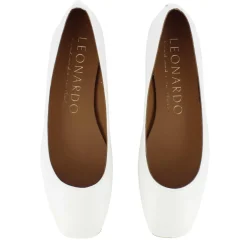 Ballerina Casual Da Donna In Pelle Liscia Colore Bianco Fatta A Mano