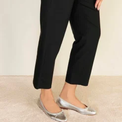 Ballerina Classica Da Donna In Pelle Laminata Colore Argento
