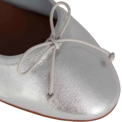 Ballerina Classica Da Donna In Pelle Laminata Colore Argento