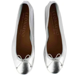 Ballerina Classica Da Donna In Pelle Laminata Colore Argento