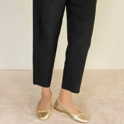 Ballerina Classica Da Donna In Pelle Laminata Colore Oro