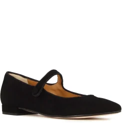 Ballerina Mary Jane Da Donna In Pelle Scamosciata Con Cinturino Colore Nero