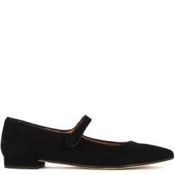 Ballerina Mary Jane Da Donna In Pelle Scamosciata Con Cinturino Colore Nero