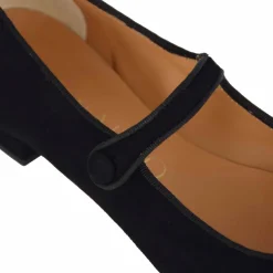 Ballerina Mary Jane Da Donna In Pelle Scamosciata Con Cinturino Colore Nero