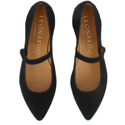 Ballerina Mary Jane Da Donna In Pelle Scamosciata Con Cinturino Colore Nero