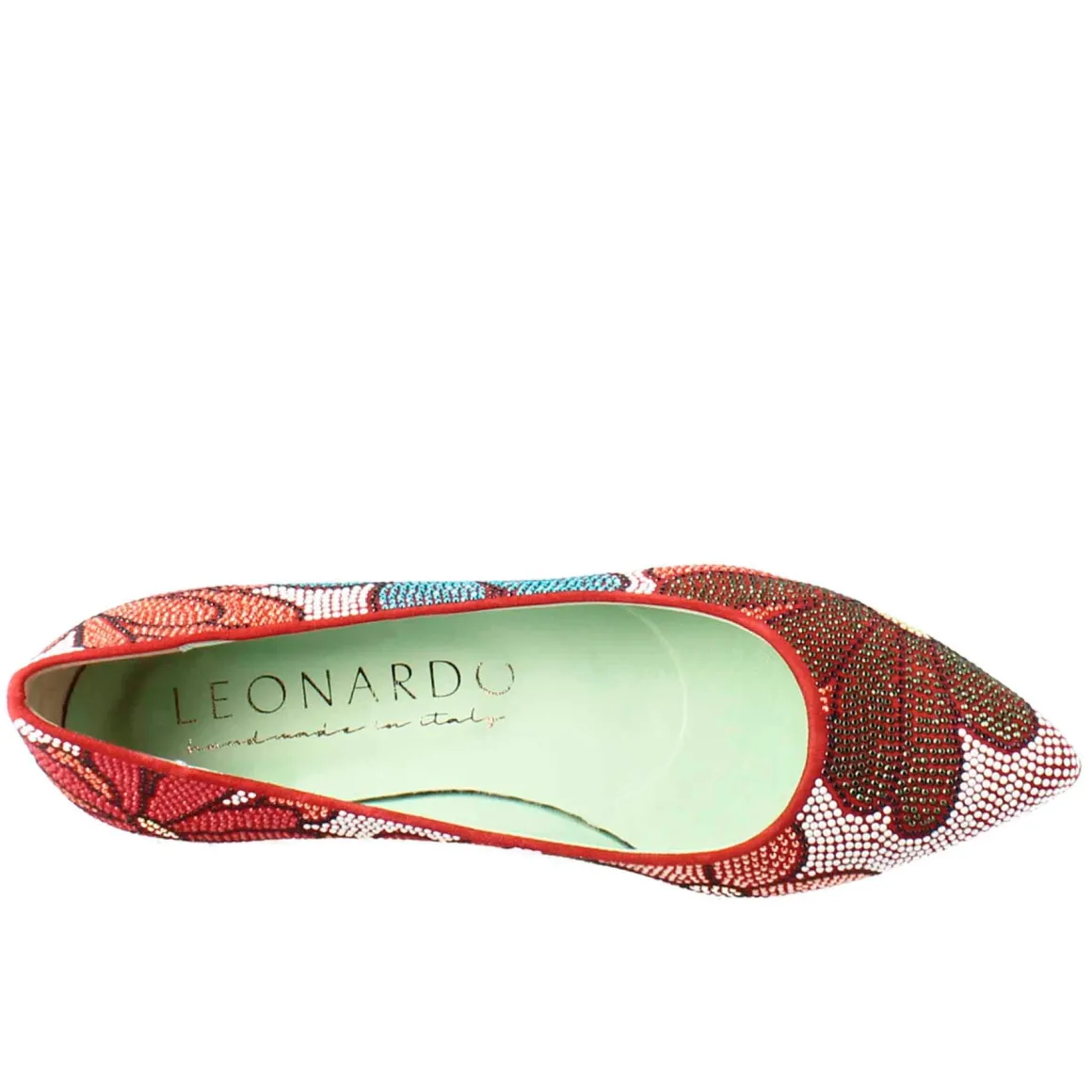 Ballerine Color Rosso Da Donna In Pelle Scamosciata Con Strass