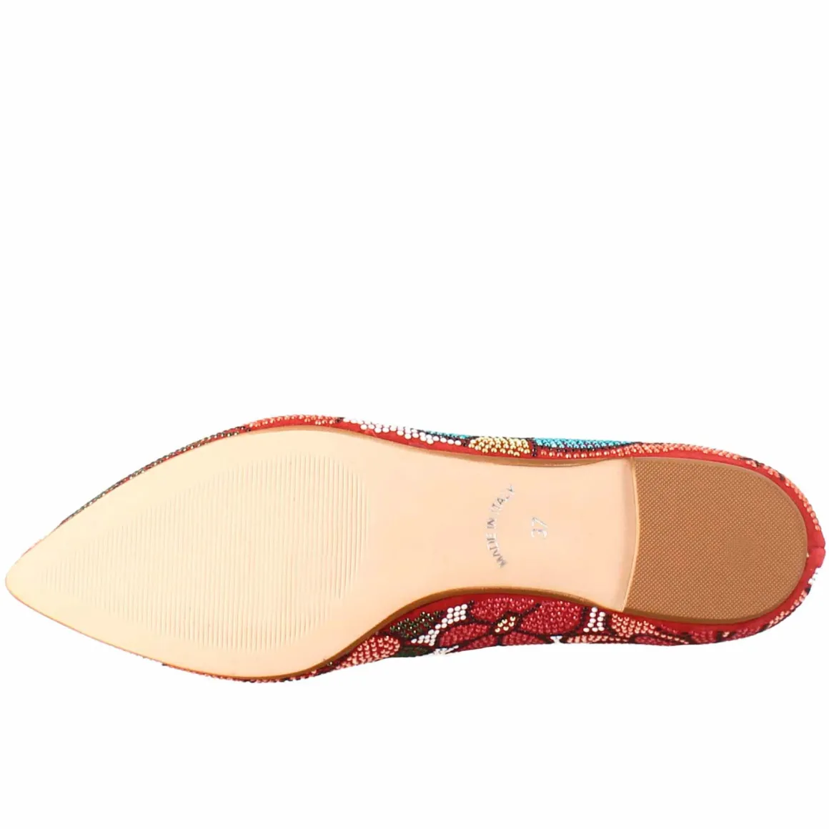Ballerine Color Rosso Da Donna In Pelle Scamosciata Con Strass