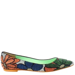 Ballerine Da Donna Blu Scuro In Pelle Scamosciata Con Strass