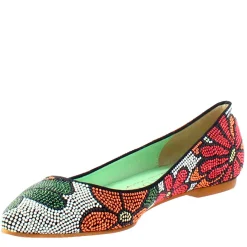 Ballerine Da Donna Blu Scuro In Pelle Scamosciata Con Strass