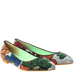 Ballerine Da Donna Blu Scuro In Pelle Scamosciata Con Strass