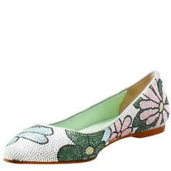 Ballerine Da Donna Celeste In Pelle Scamosciata Con Strass