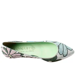 Ballerine Da Donna Celeste In Pelle Scamosciata Con Strass