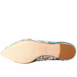 Ballerine Da Donna Celeste In Pelle Scamosciata Con Strass