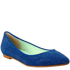 Ballerine Da Donna Color Celeste In Pelle Scamosciata Con Strass