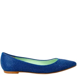 Ballerine Da Donna Color Celeste In Pelle Scamosciata Con Strass