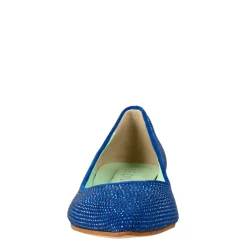 Ballerine Da Donna Color Celeste In Pelle Scamosciata Con Strass