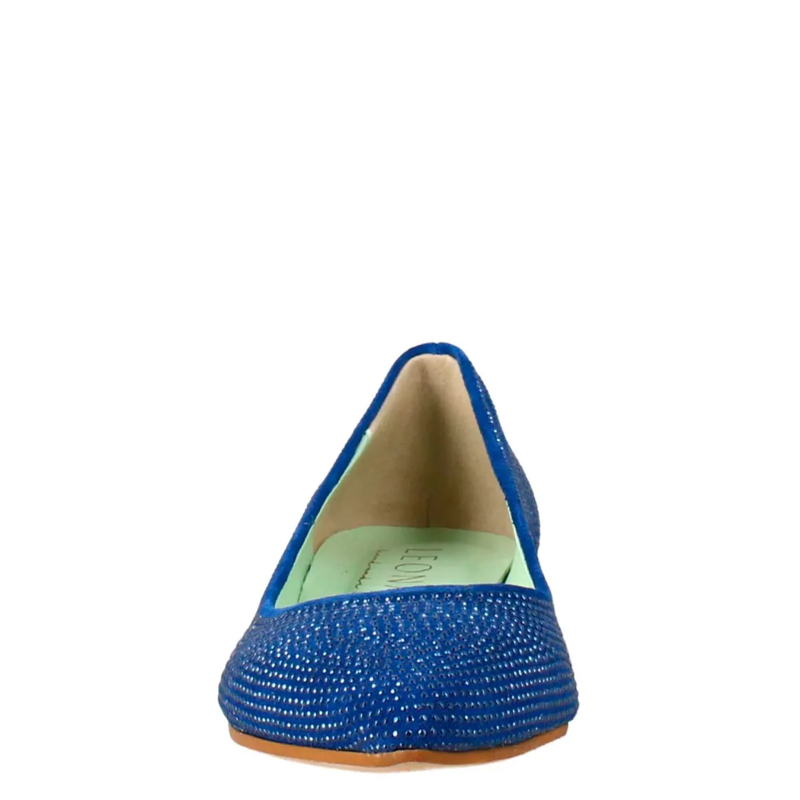 Ballerine Da Donna Color Celeste In Pelle Scamosciata Con Strass