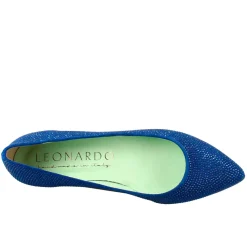 Ballerine Da Donna Color Celeste In Pelle Scamosciata Con Strass
