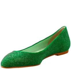 Ballerine Da Donna Color Verde In Pelle Scamosciata Con Strass