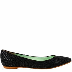 Ballerine Da Donna Color Nero In Pelle Scamosciata Con Strass