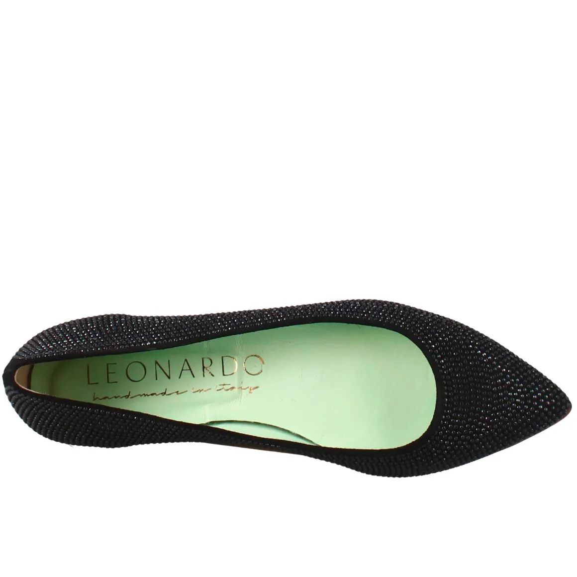 Ballerine Da Donna Color Nero In Pelle Scamosciata Con Strass