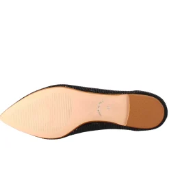 Ballerine Da Donna Color Nero In Pelle Scamosciata Con Strass