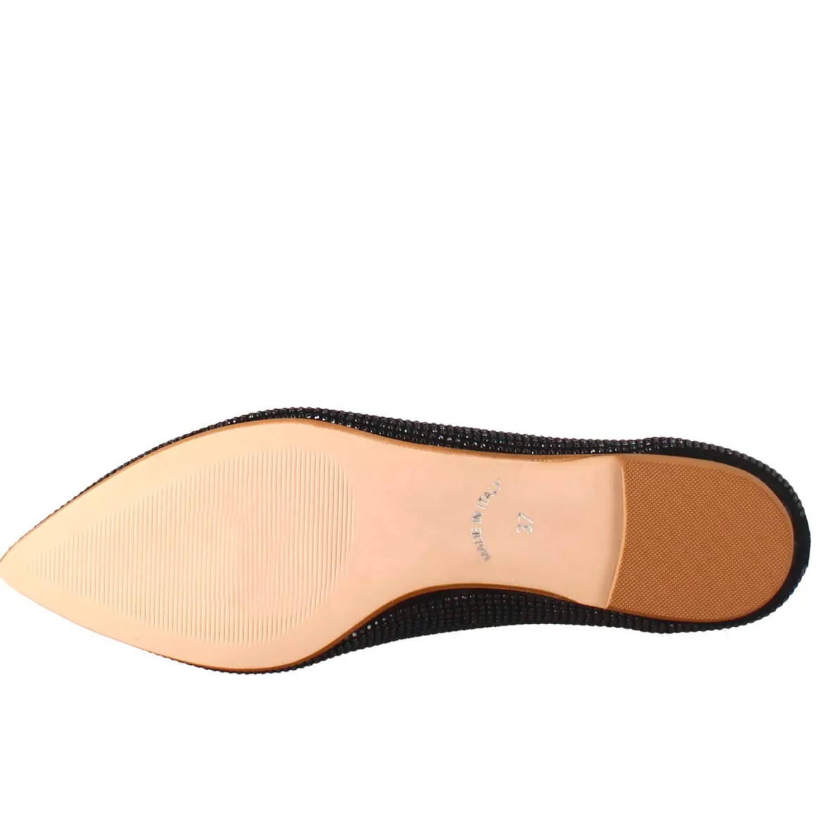 Ballerine Da Donna Color Nero In Pelle Scamosciata Con Strass