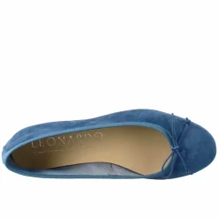 Ballerine Leggere Da Donna Color Blu In Pelle Liscia Sfoderate