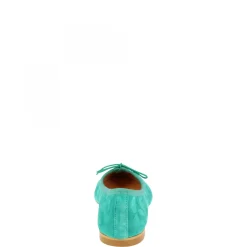 Ballerine Slip-on A Punta Da Donna Fatte A Mano In Pelle Di Camoscio Turchese