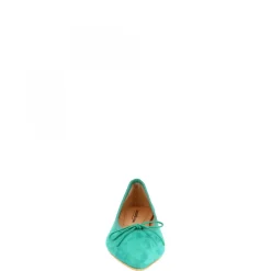Ballerine Slip-on A Punta Da Donna Fatte A Mano In Pelle Di Camoscio Turchese