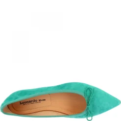 Ballerine Slip-on A Punta Da Donna Fatte A Mano In Pelle Di Camoscio Turchese