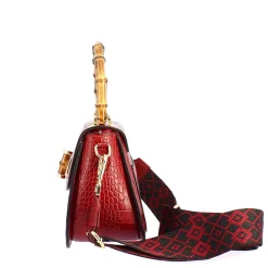 Borsa A Mano Artigianale Da Donna In Pelle Bordeaux Con Tracolla Rimovibile