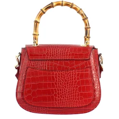 Borsa A Mano Artigianale Da Donna In Pelle Bordeaux Con Tracolla Rimovibile