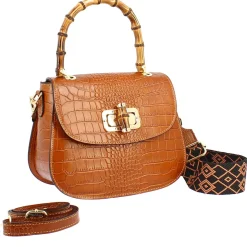 Borsa A Mano Artigianale Da Donna In Pelle Marrone Con Tracolla Rimovibile