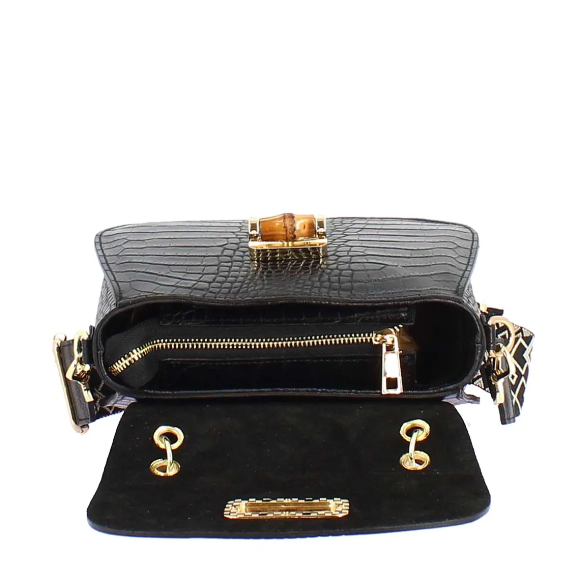 Borsa A Mano Artigianale Da Donna In Pelle Nera Con Tracolla Rimovibile