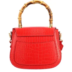 Borsa A Mano Artigianale Da Donna In Pelle Rossa Con Tracolla Rimovibile