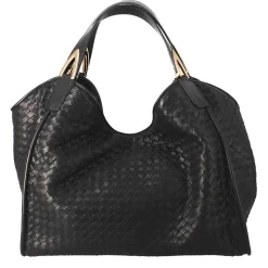 Borsa A Mano Da Donna Artigianale In Pelle Intrecciata Colore Nero