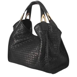 Borsa A Mano Da Donna Artigianale In Pelle Intrecciata Colore Nero