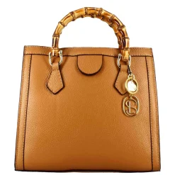 Borsa Bamboo Da Donna In Pelle Colore Marrone Con Manici In Legno E Tracolla