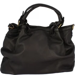 Borsa Da Donna Petrarca Fatta A Mano In Pelle Intrecciata Nera Con Tracolla