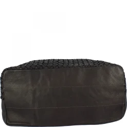 Borsa Da Donna Petrarca Fatta A Mano In Pelle Intrecciata Nera Con Tracolla